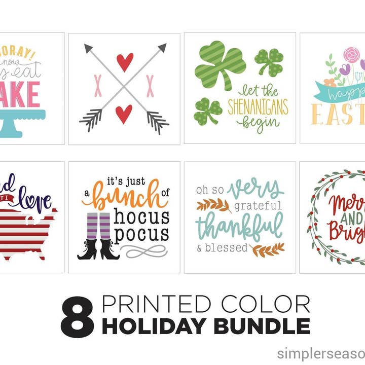 Ensembles d'Inserts de Panneaux de Taille Moyenne : Ensemble de 8 Inserts Imprimés pour les Fêtes | INSERTS de Panneaux Magnétiques UNIQUEMENT pour la vente par Simpler Seasons Decor