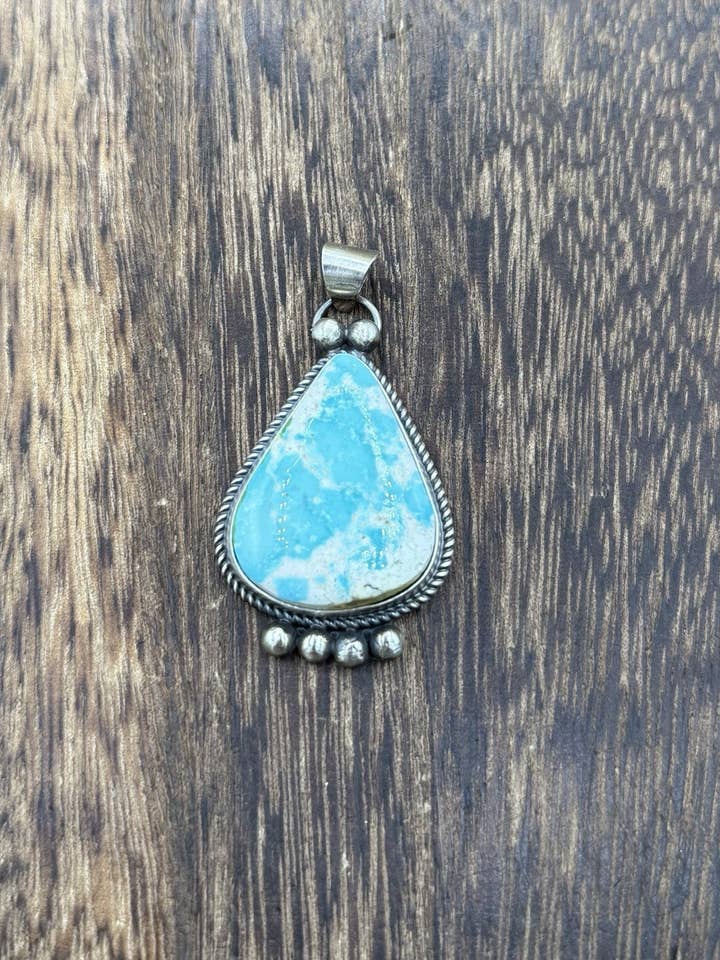 Navajo Handmade Sterling Silver Sonoran Gold Turquoise Pendant Old Look for wholesale by Native City Jewelry