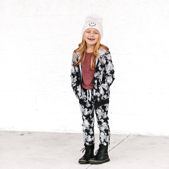 millie + roo LLC - Wholesale Lounge Sweatpants/Joggers - Kids - JOGGERS- Black Tie Dye Bamboo French Terry6