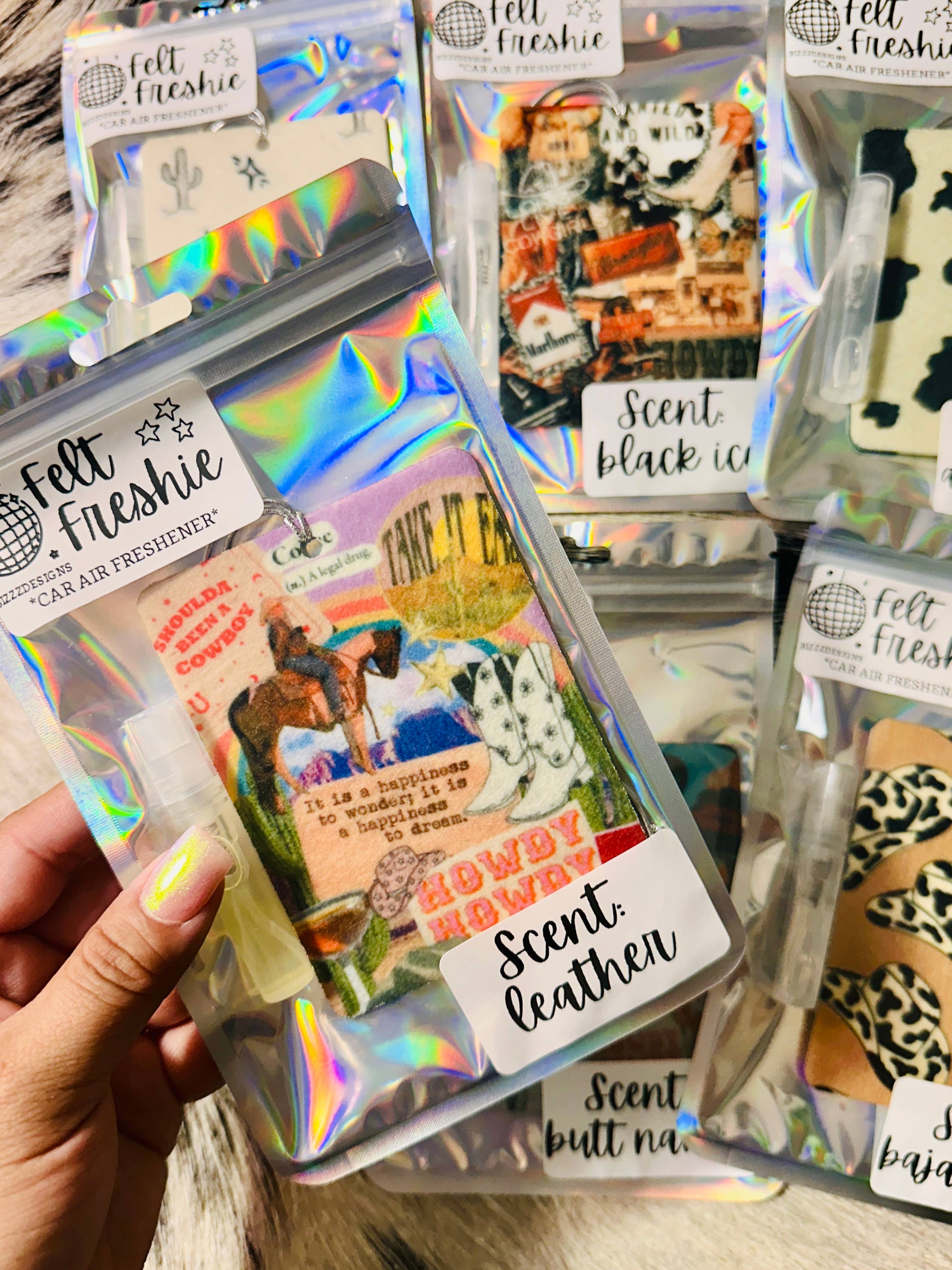 Bizzz Designs - Wholesale Car Freshener - Women's - Western Punchy Felt Freshie Bundle of 10 | Air Freshener1