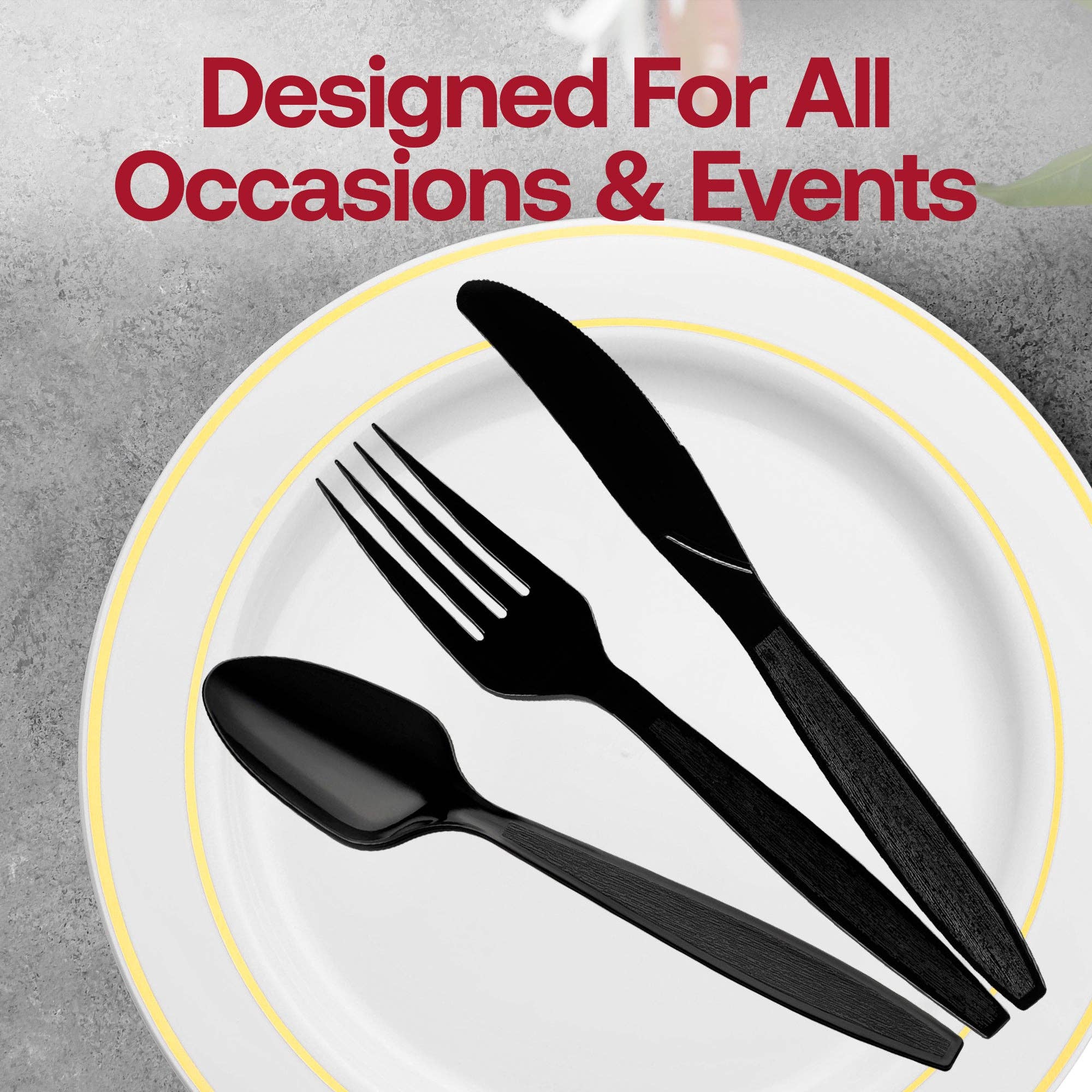 Smarty had a Party - Wholesale Assorted Cutlery Set - Black Disposable Plastic Cutlery Set - 1000 Guests5