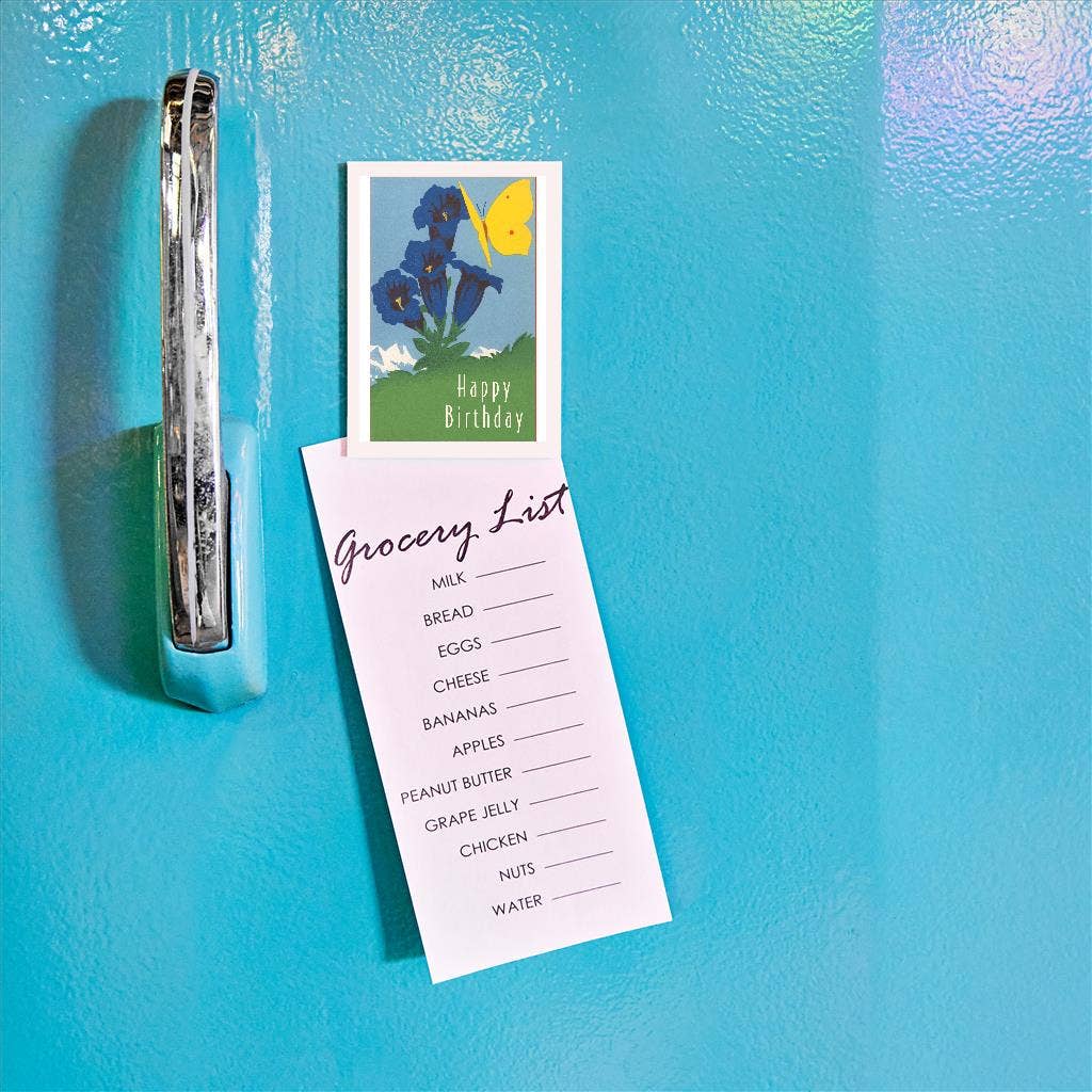 Found Image Press – wholesale Magnet – Magnet HB-184 Grattis på födelsedagen, Blommor och Fjäril1