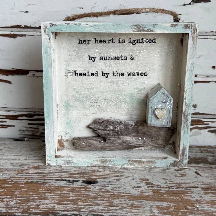 UnfiniSHEd - Wholesale Wall Sign - Driftwood Tiny House art shadowbox, handmade heart ignited 4