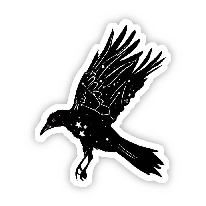 Crow with Stars Sticker for wholesale by Big Moods