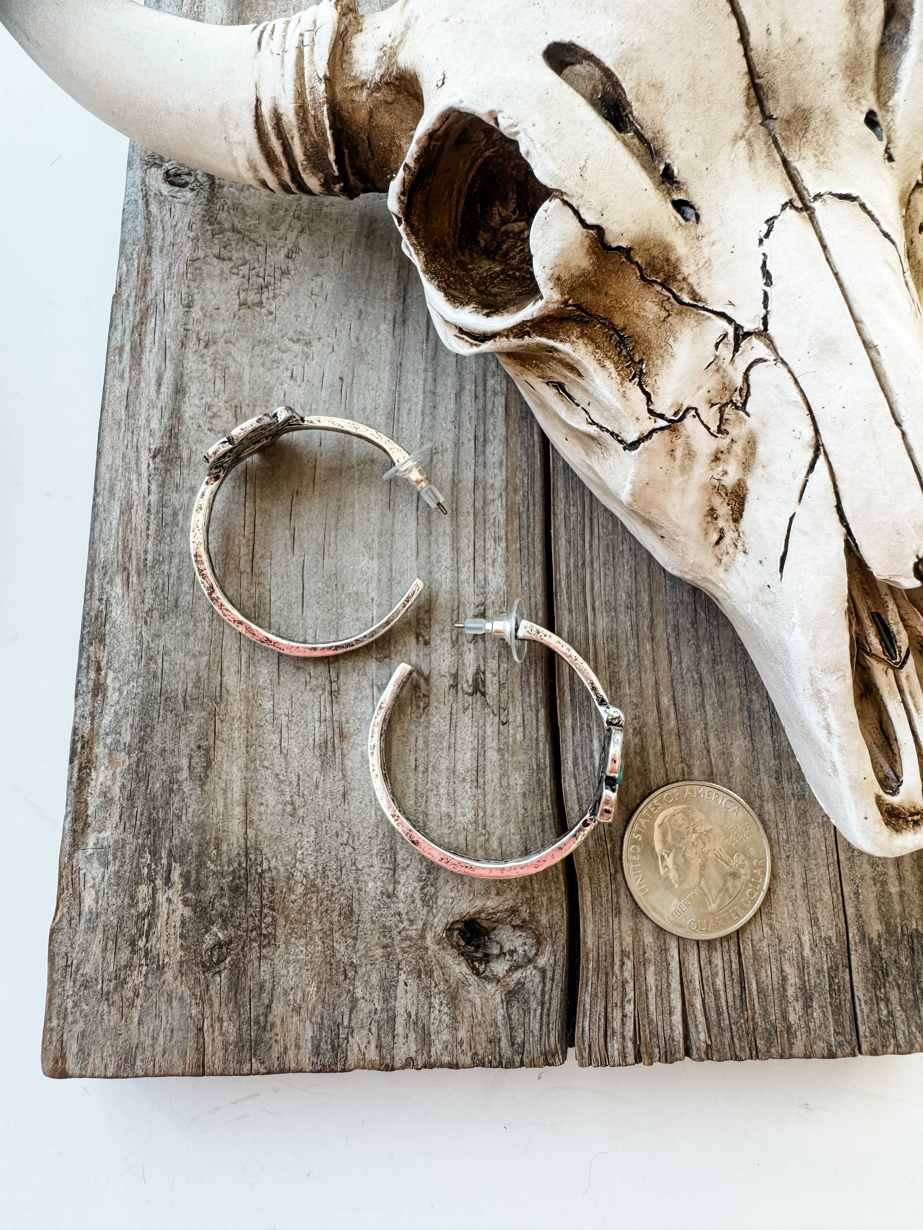 Boho Ranch Shop - Wholesale Hoop Earrings - 1.50” Western Flower Hoops Earrings 4