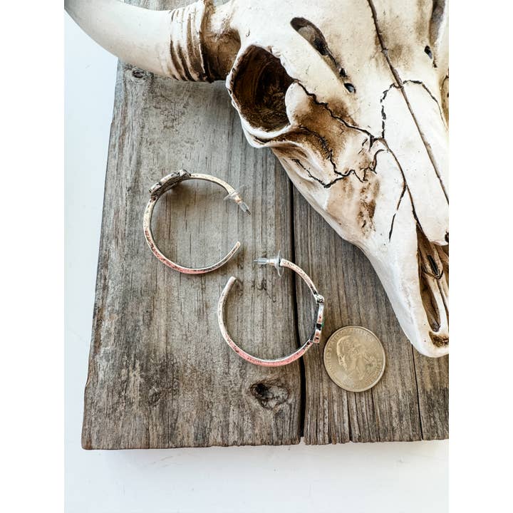 Boho Ranch Shop - Wholesale Hoop Earrings - 1.50” Western Flower Hoops Earrings 3