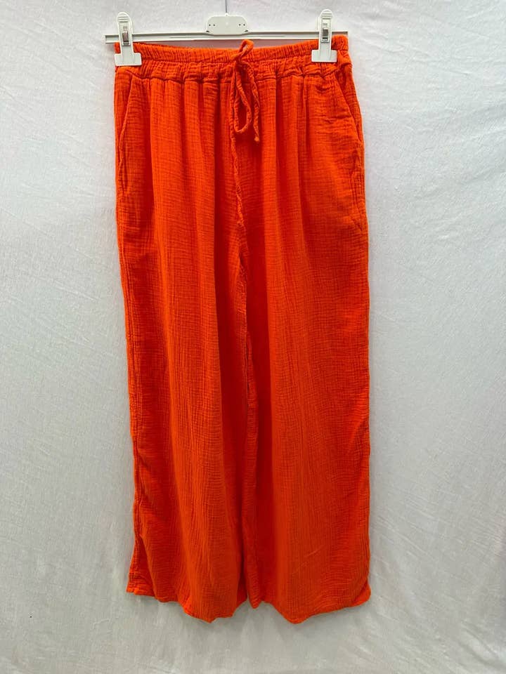 Mimi & Gogo - Wholesale Pants - Women's - Cotton gauze pants with pockets @5375_PGazePoches2