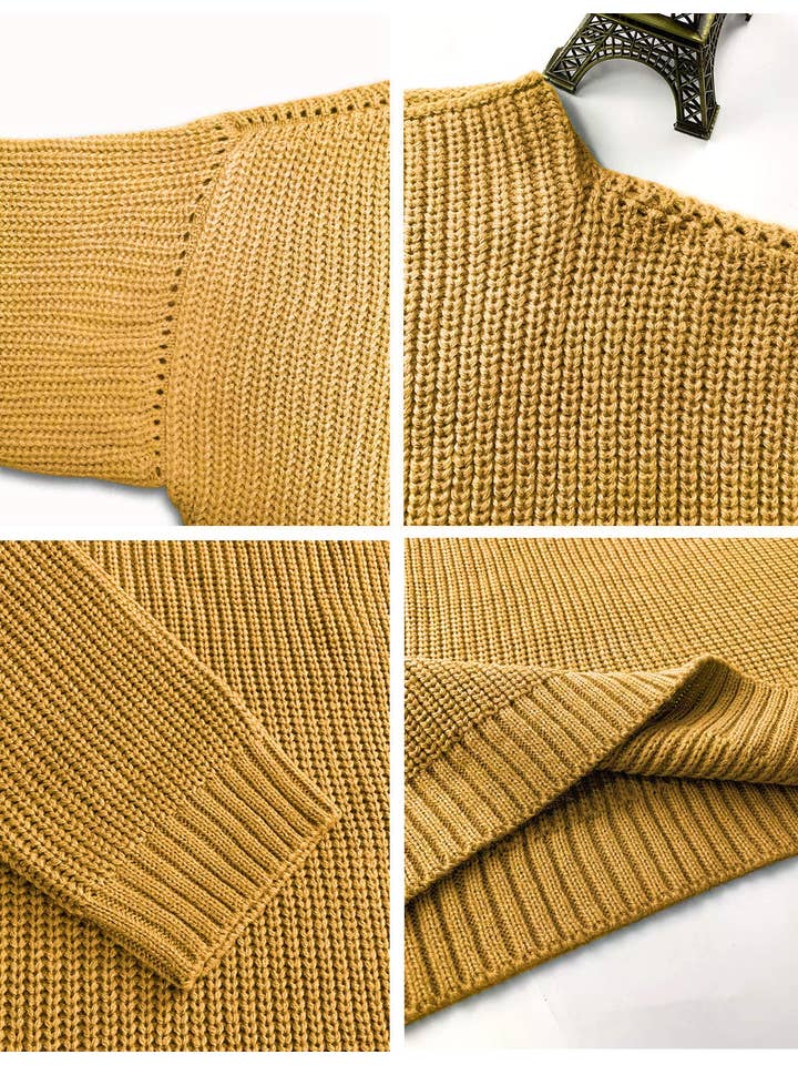 Chicto – Großhandel Strickpullover – Damen – Damen Oversized Pullover Fledermausärmel Stehkragen Jumper Oberteile22