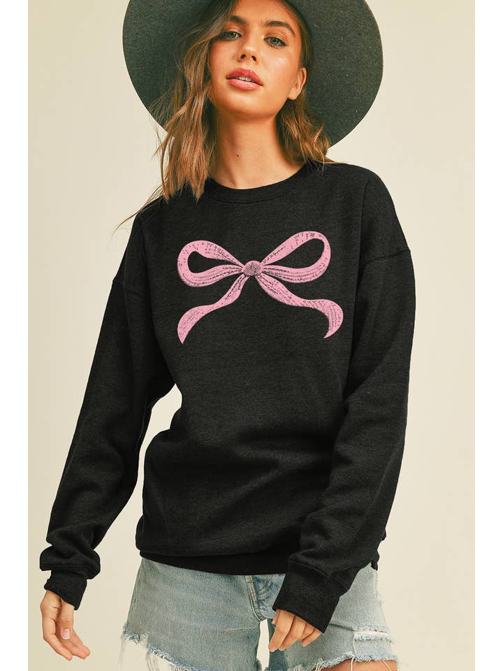 Honestee - Venta al por mayor Sudadera estampada - Mujer - Sudadera gráfica de manga larga con lazo14