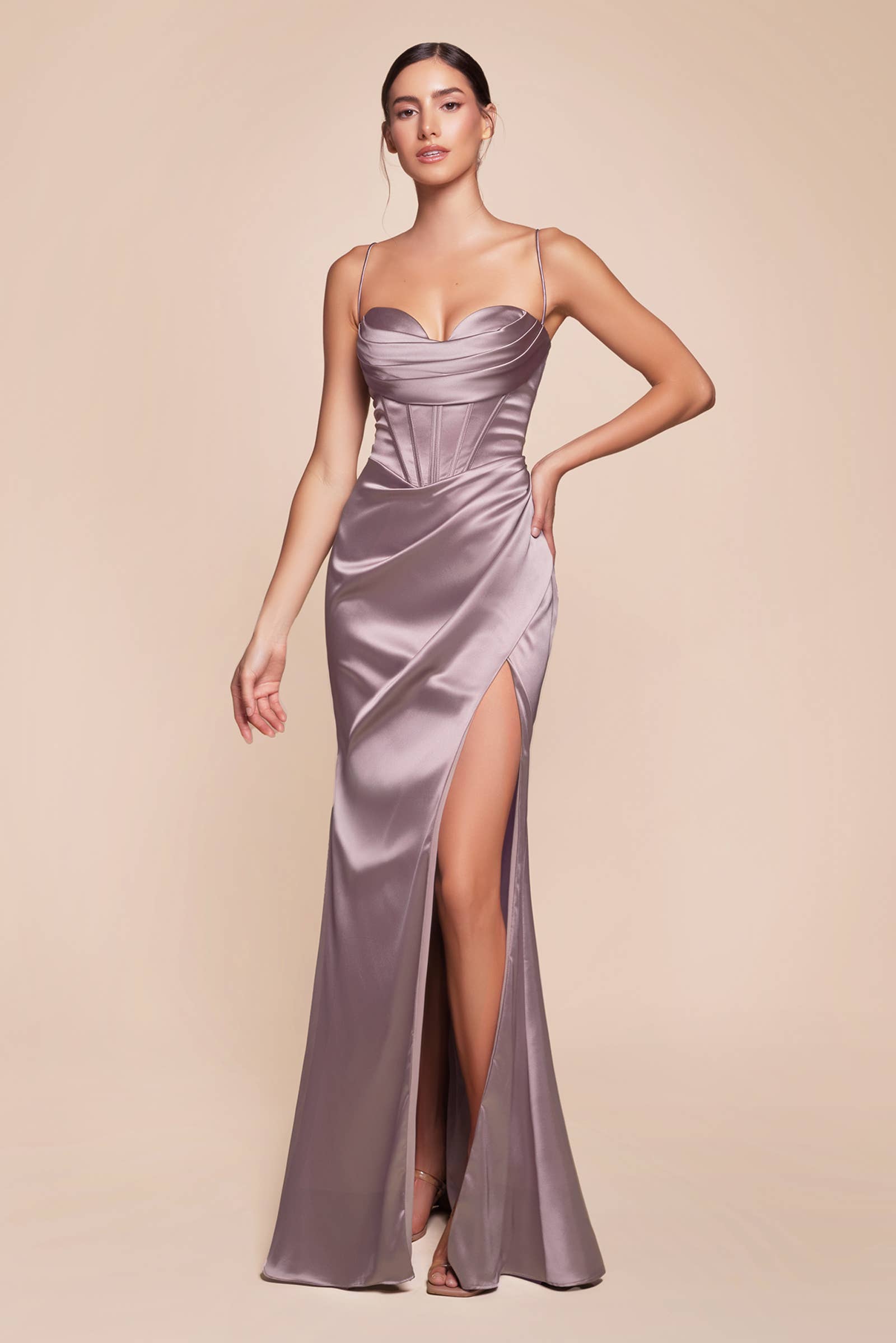 Ladivine by Cinderella Divine - Wholesale Gown - Women's - CORSET COWL SATIN GOWN7