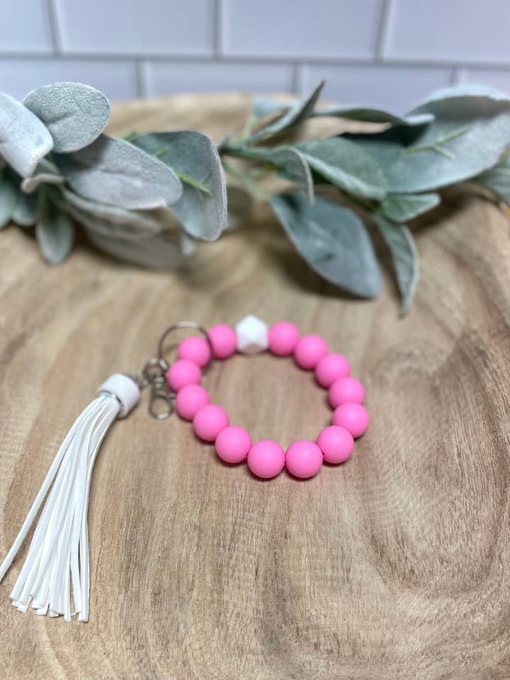 Solid Keychain Bright Pink Wristlet for wholesale by Stacy Lea Co