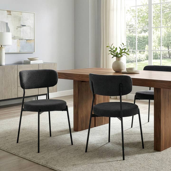 Set of 2 Aya Chenille Dining Chairs with Steel Legs for wholesale by Glamour Home