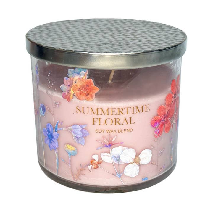 14oz Summertime Floral Printed Glass Candle for wholesale by Opportunities