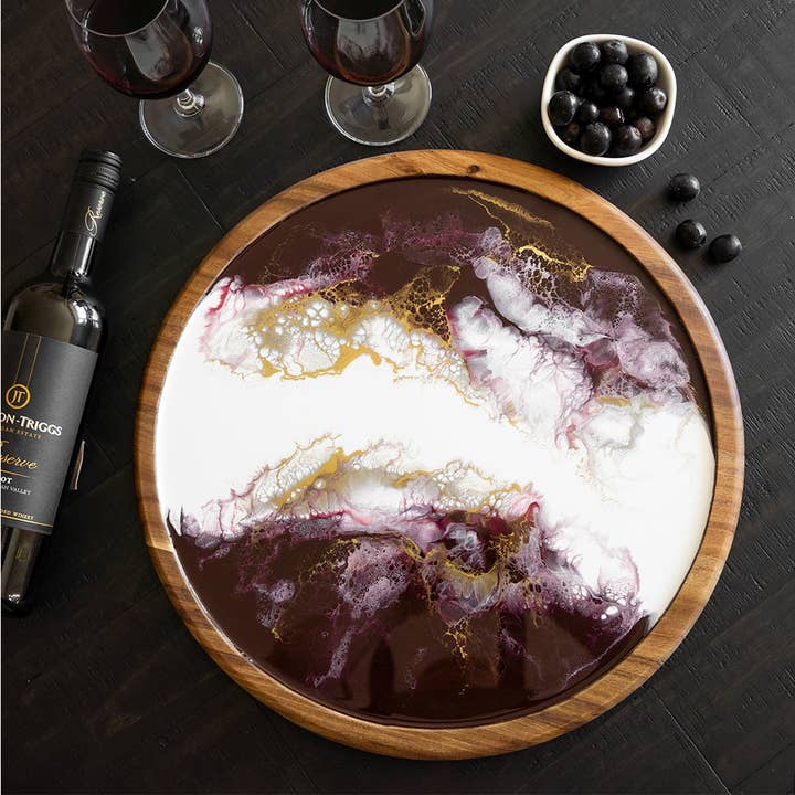Lynn & Liana Designs - Wholesale Serving Tray - Acacia Wood and Resin Serving Tray - Lazy Susan 16"