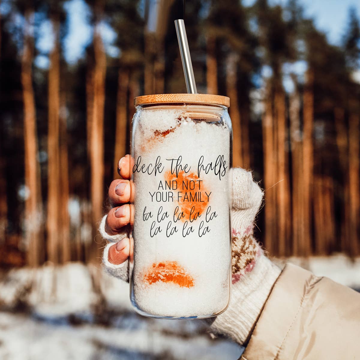 Gia Roma - Wholesale Drinking Glass/Cup - Vintage Christmas Glass Cups with Straw, Kitchen Decoration101