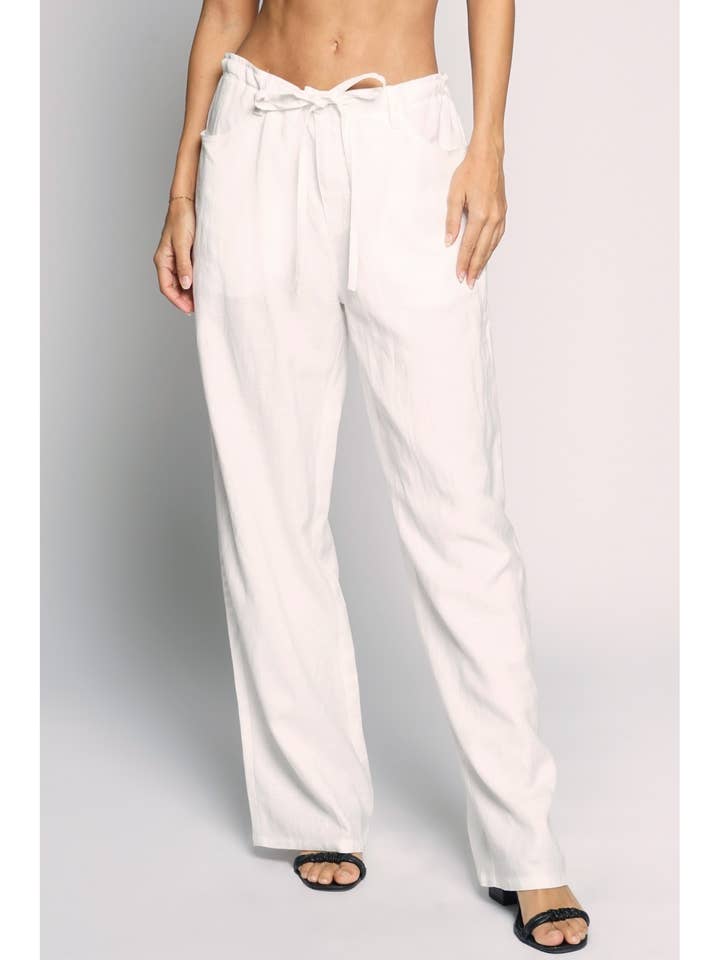 TIE FRONT LINEN FULL PANTS for wholesale by Sans Souci