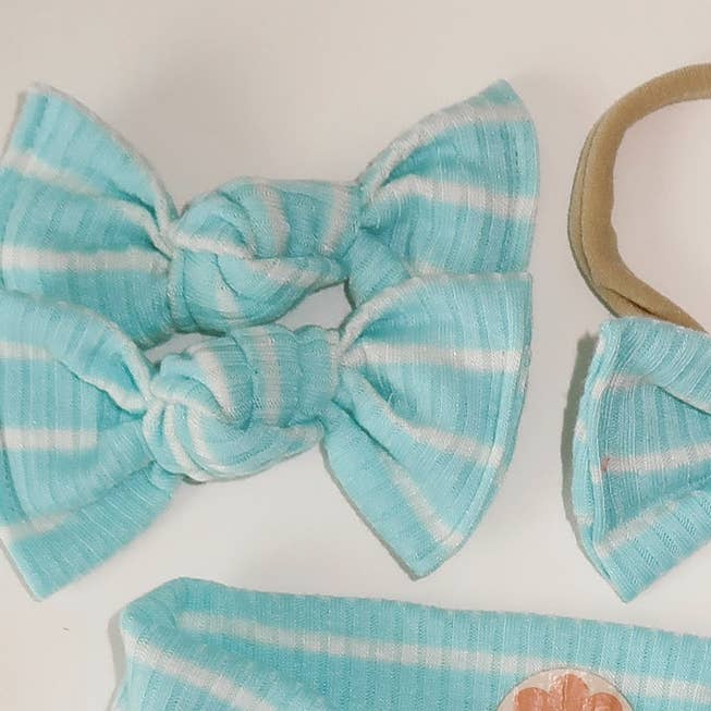 Cinta de rayas turquesa BloomCLIPS o diadema de nailon para venta al por mayor de Bloom Headwraps