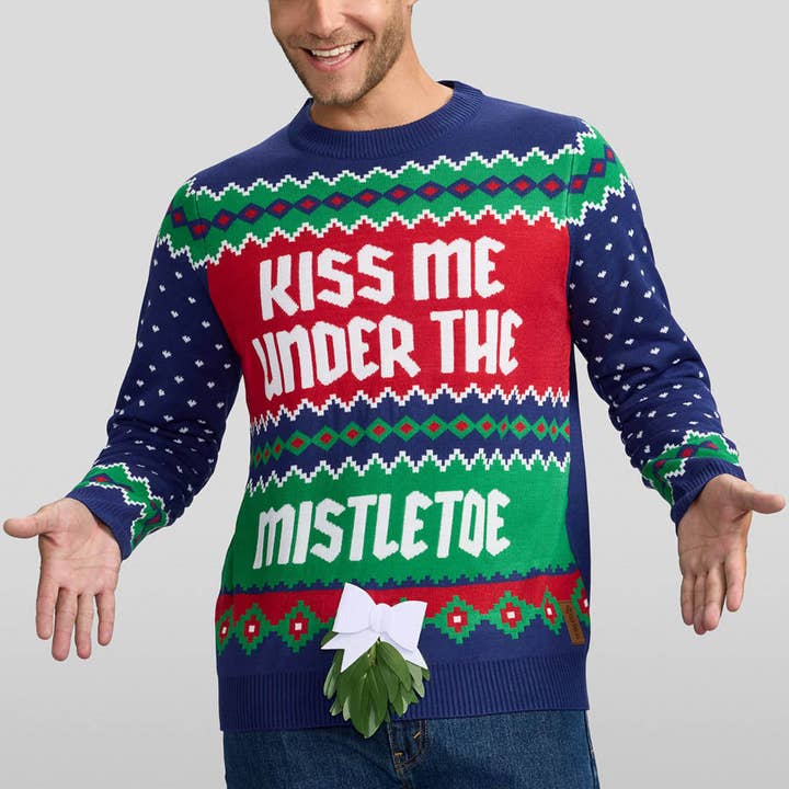 Kiss Under the Mistletoe Sweater - Men's Funny Christmas Top and other Purchase Wholesale ugly christmas sweaters. Free Returns & Net 60 Terms on Faire trending on Faire.