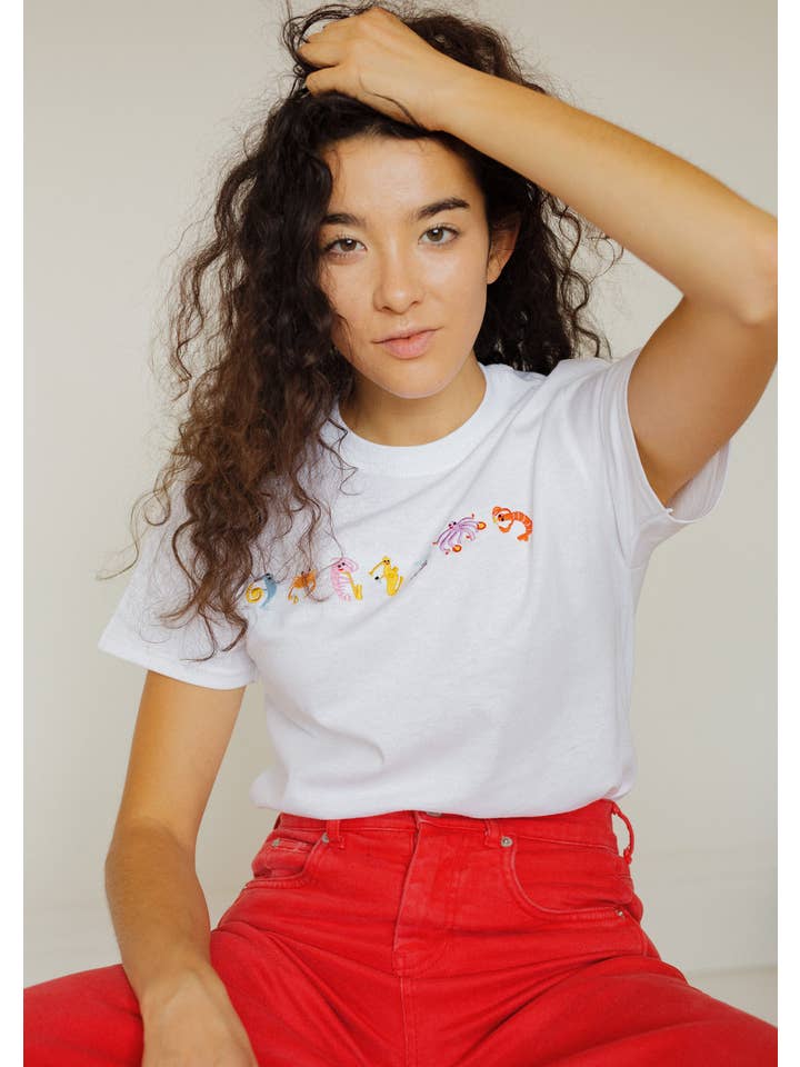 Limpet Store - Wholesale T-Shirt - Women's - Seafood Medley Embroidered T-Shirt
