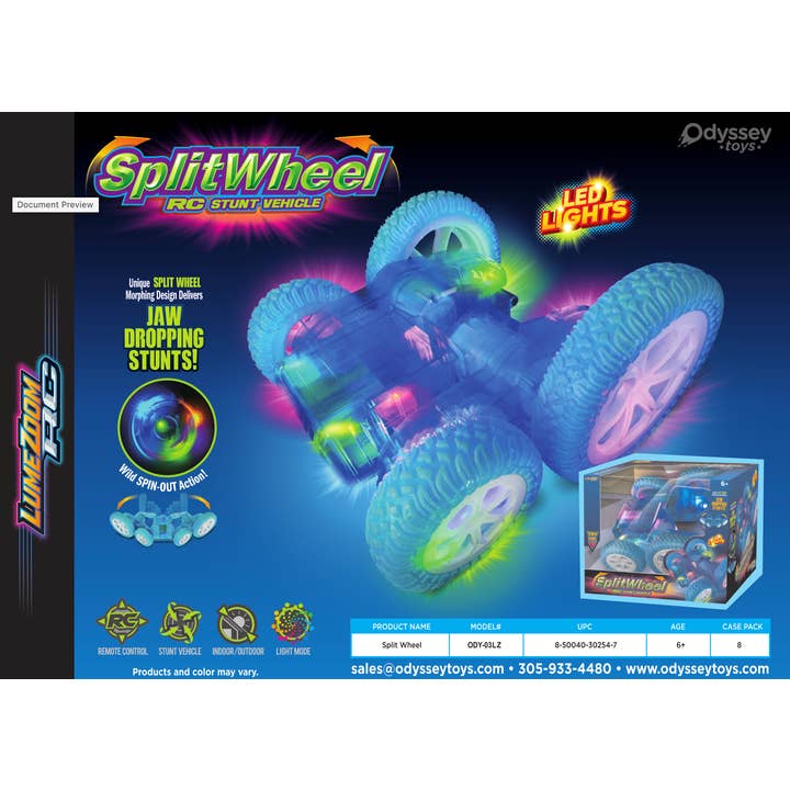 Split Wheel RC Stunt Car for wholesale by Odyssey Toys