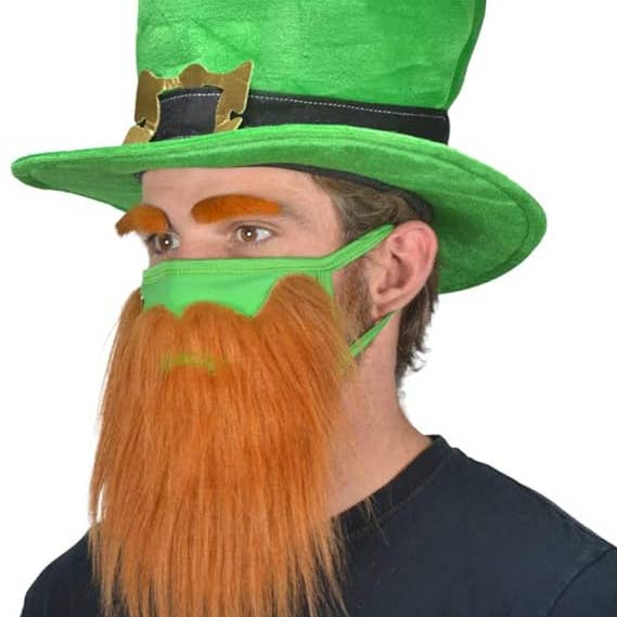 Infinite Basics - Vendita all'ingrosso Mascherina/visiera protettiva - Divertenti mascherine per il giorno di San Patrizio a forma di leprecauno barbuto per adulti (confezione da 2)1