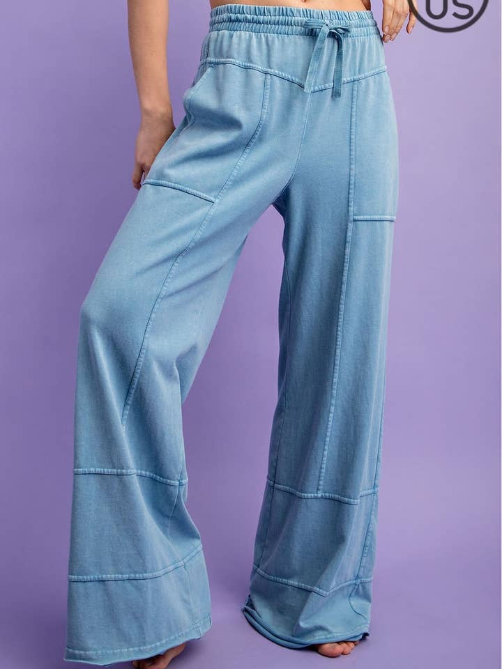 PLUS SIZE MINERAL WASHED FULL LENGTH COTTON PANT for wholesale by Rae Mode