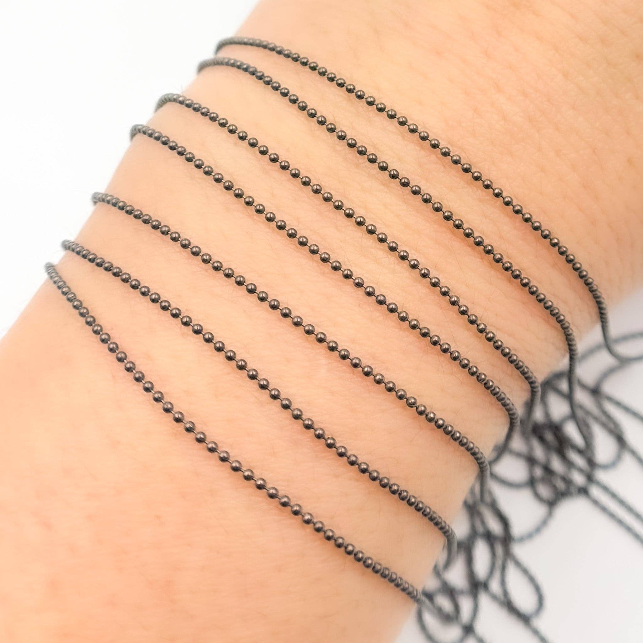 Tresor Jewelry Inc. - Wholesale Link & Chain Necklace - V111BR. Black Rhodium Sterling Silver Black Rhodium Ball Chain1