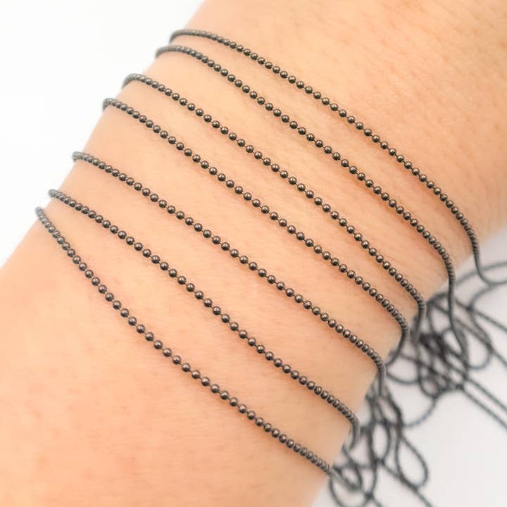 Tresor Jewelry Inc. - Wholesale Link & Chain Necklace - V111BR. Black Rhodium Sterling Silver Black Rhodium Ball Chain1