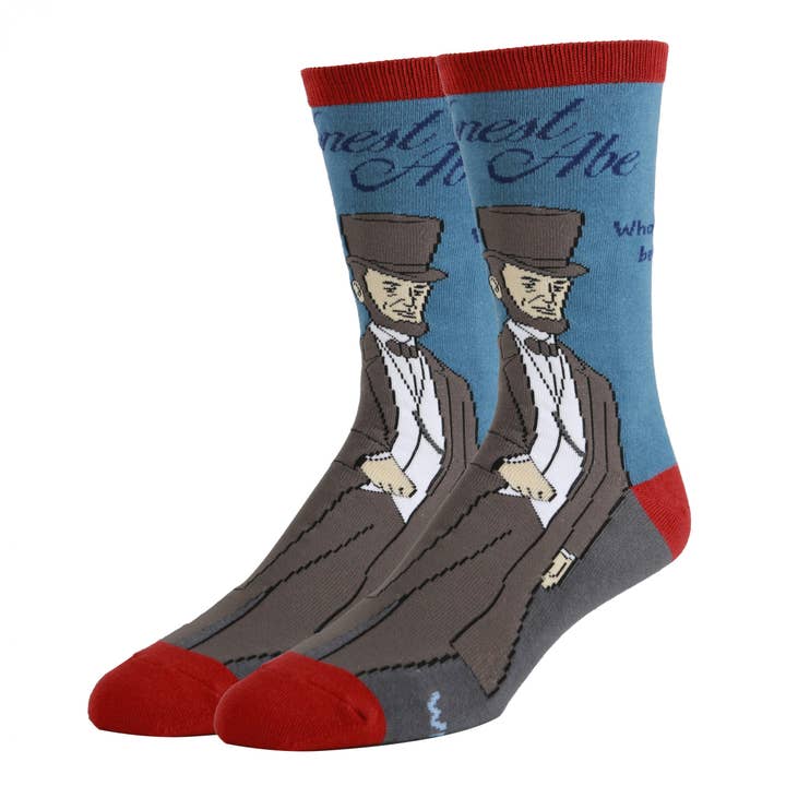 Honest Abe | Men's Cotton Crew Funny Socks for wholesale by Oooh Yeah/Sock It Up/Oooh Geez Slippers