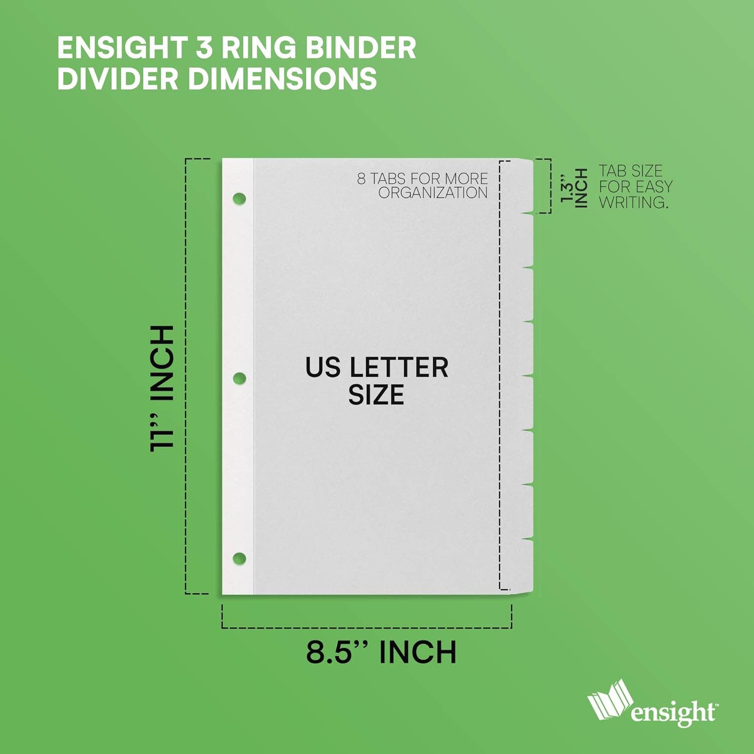 Ensight - Wholesale Binder - 3 Ring Page Dividers Bulk, 1/8 Cut Tab Dividers, 96 Per Box - Divider Pages with Tabs, Decorative Printable Rewritable Divider Tabs, Exhibit Tab Dividers for 3 Ring Binders Bulk - Ensight1