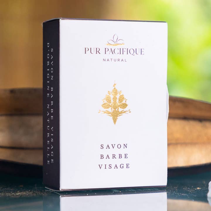 Tamanu- und Rizinus- pflanzliche Bart- und Gesichtsseife 100 g Cosmos Natural für den Großhandel von Pur Pacifique Cosmétique