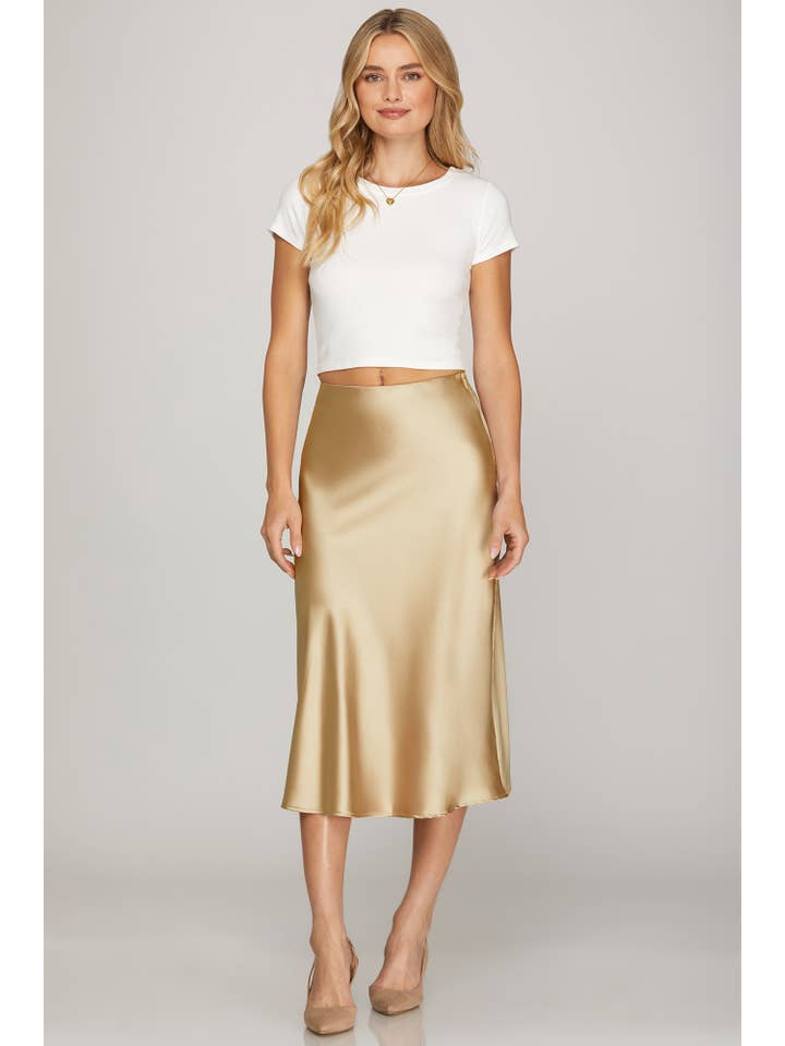 Peace Love Line - Wholesale Skirt - Women's - PL9128 - SATIN BIAS MIDI SKIRT6