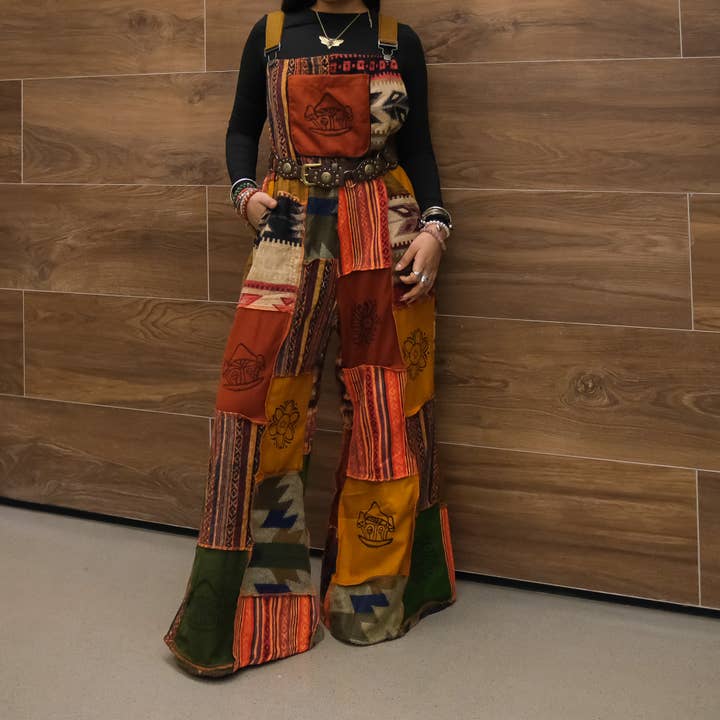 Karma Nepal Crafts - Wholesale Jumpsuit - Women's - Patchwork Wool Blend Wide Leg Jumpsuit11