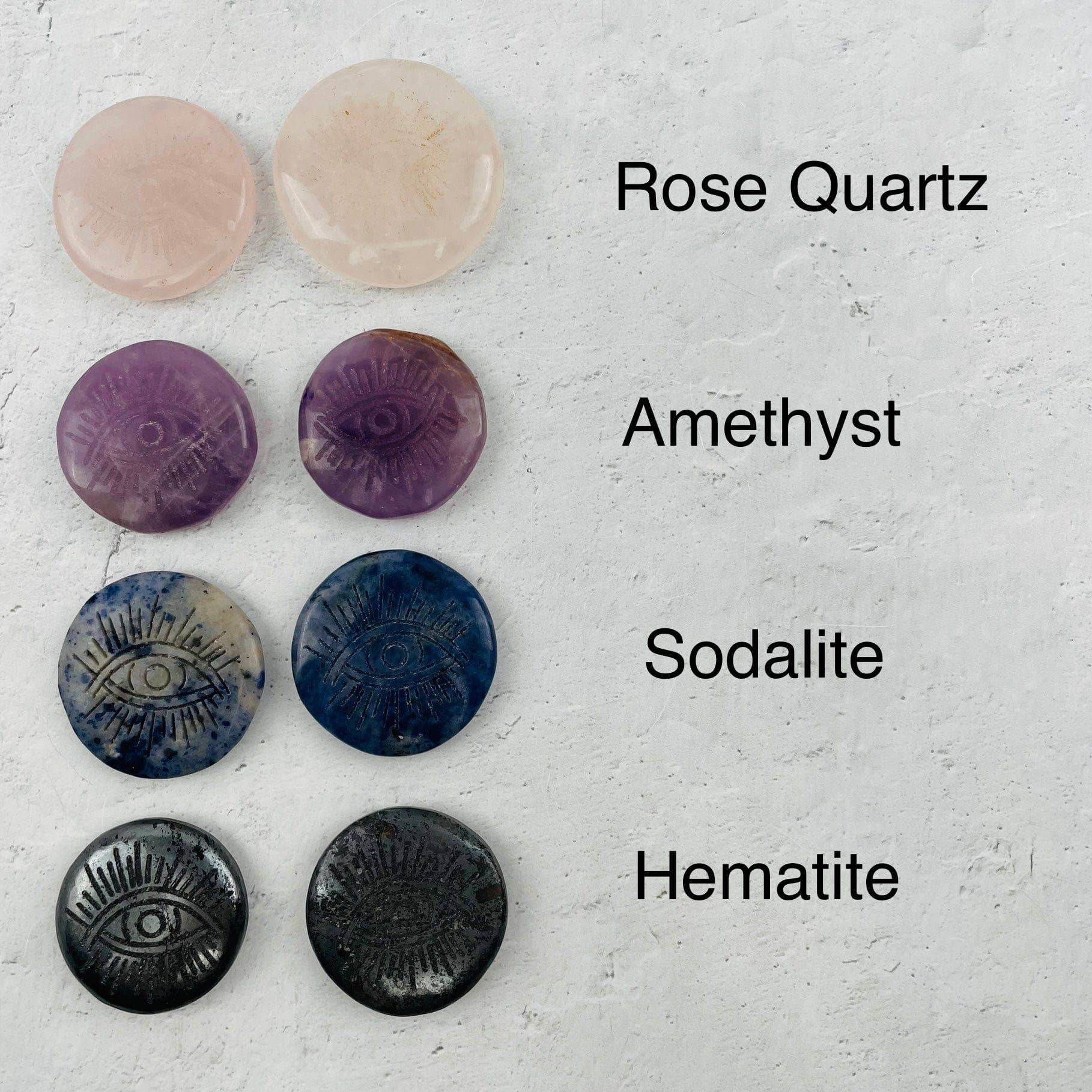 Rock Paradise - Wholesale Spiritual Stone/Crystal - Crystal Engraved Evil Eye Round Pocket Palm Stones7