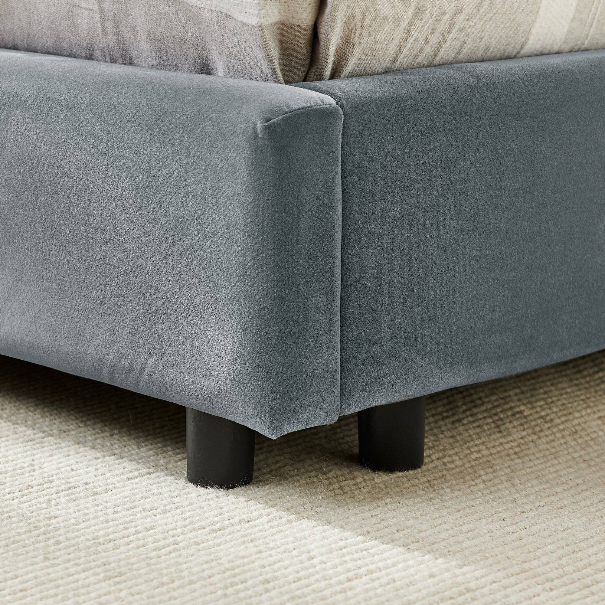 39F Inc. - Wholesale Bed - Mid-Century Full Size Tufted Bed Frame ,Gray/Beige/Black 9