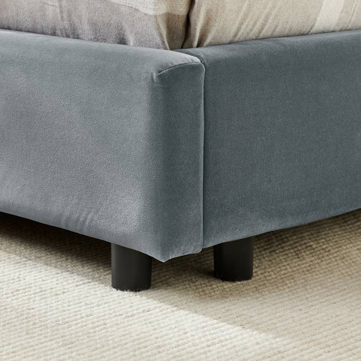 39F Inc. - Wholesale Bed - Mid-Century Full Size Tufted Bed Frame ,Gray/Beige/Black 9