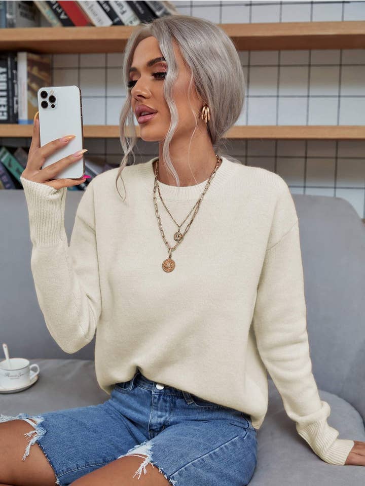 Queen Fashion - Wholesale Knit Sweater - Women's - solid drop shoulder sweater4