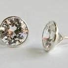 Round Zirconite Cubic Zirconia Sterling Silver Wire Bezel Stud Earrings. PWIRE for wholesale by Diamond Veneer Travel Jewelry