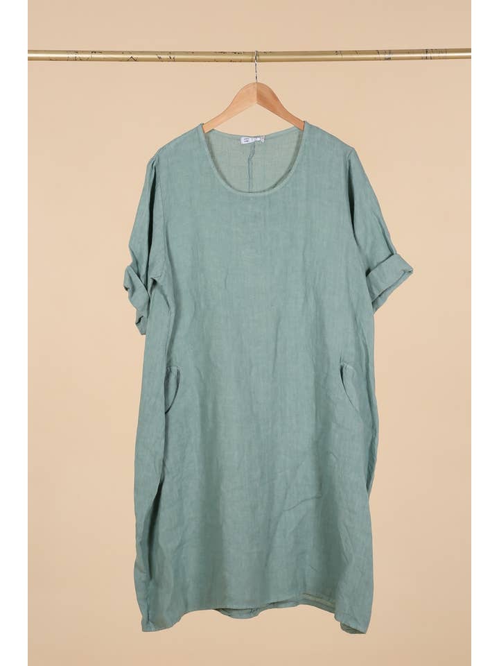 la maison des fibres naturelles - Wholesale Dress - Women's - Round neck dress in 100% linen 676129