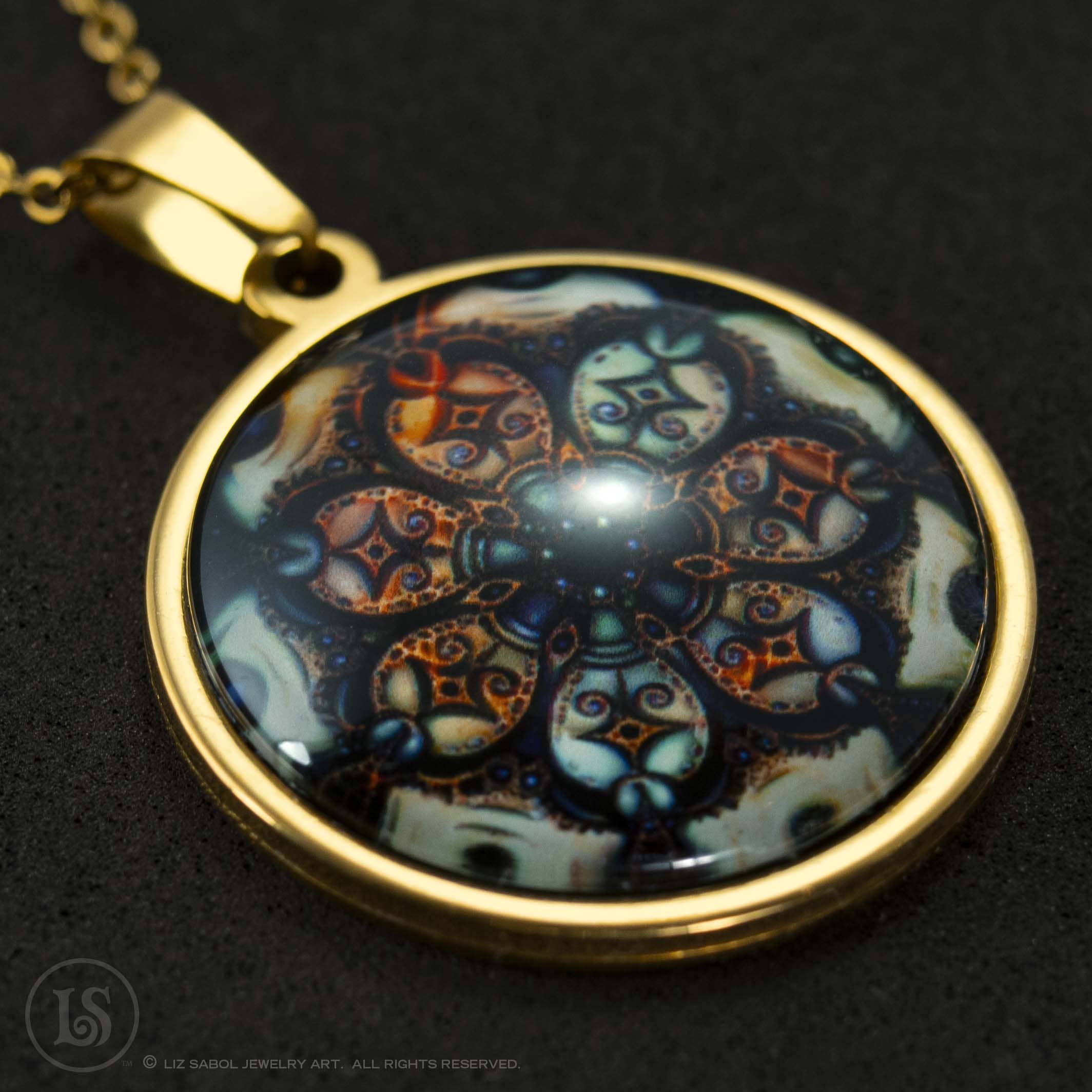 Liz Sabol Jewelry Art - Wholesale Pendant/Charm Necklace - Vintage Dreams Mandala #22 Pendant1