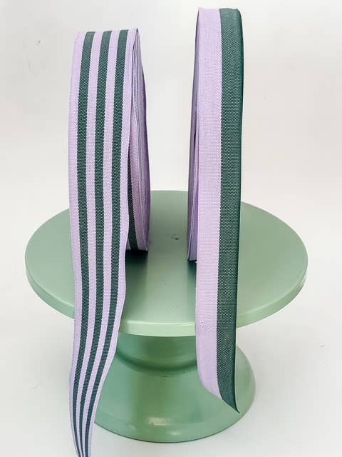CHIC&PAPER – wholesale Band – Bomullsband BICOLOR Lavendel/Skogsgrön 25mmx50m1