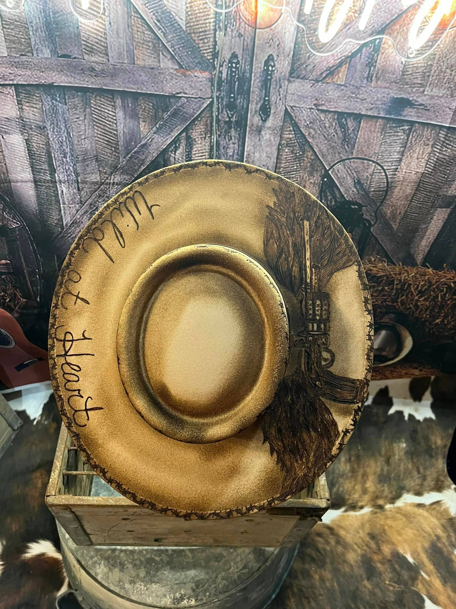 Feathered Gypsy Custom Hats and Boutique - Wholesale Cowboy Hat - Women's - Wild at Heart Custom Burned Hat2