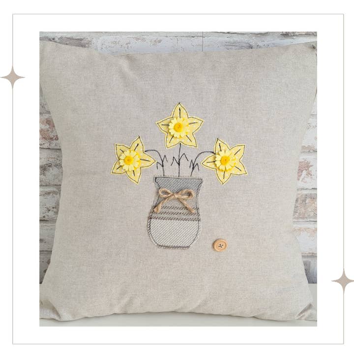 Cojín cuadrado con jarrón de narcisos para venta al por mayor de Sweet Williams