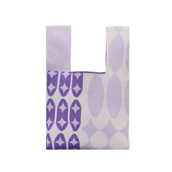 Selini New York - Wholesale Tote Bag - Women's - Mini Purple & Pink Abstract Knit Tote Bag