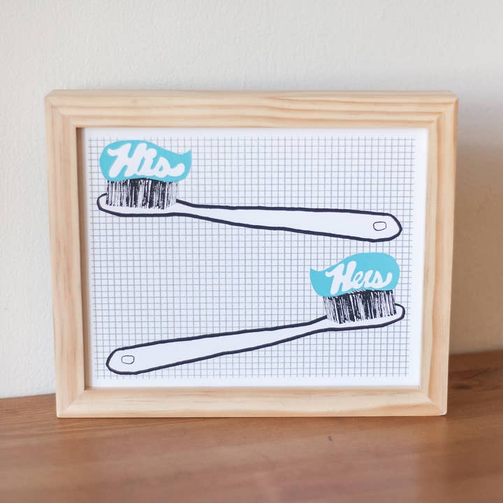 Impressão da tela da escova de dentes dele e dela por atacado de Yardsale Press