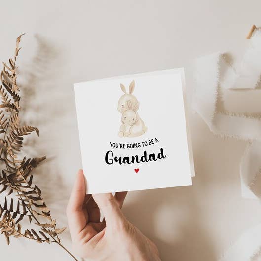Tarjeta de felicitación con diseño de conejito con diseño de «Vas a ser abuelo» para venta al por mayor de Once Upon a Print UK