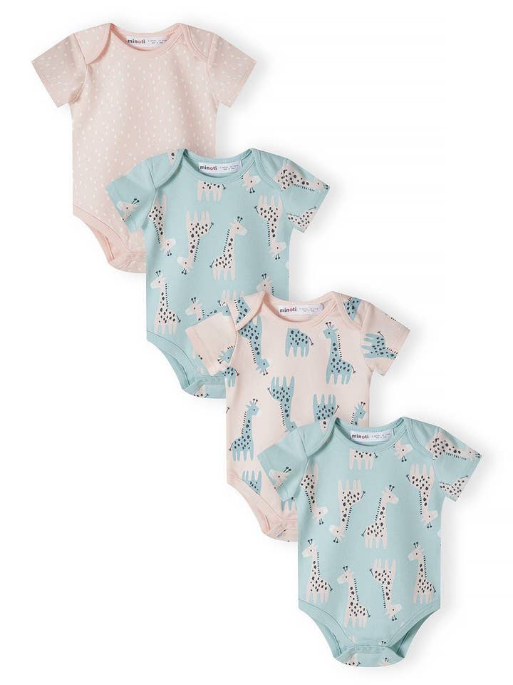 4 pack baby girl short sleeve bodysuit 0-18m light pink for wholesale by Minoti sp. z o.o.