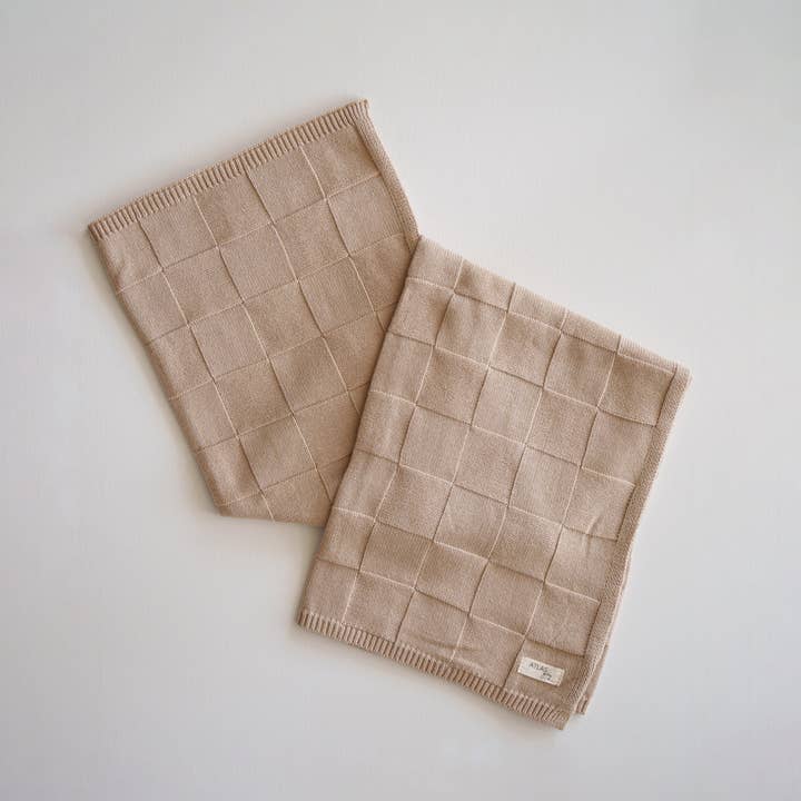 Atlas Grey - Wholesale Bedding Blanket - Kids & Baby - Organic Checkered Knit Blanket