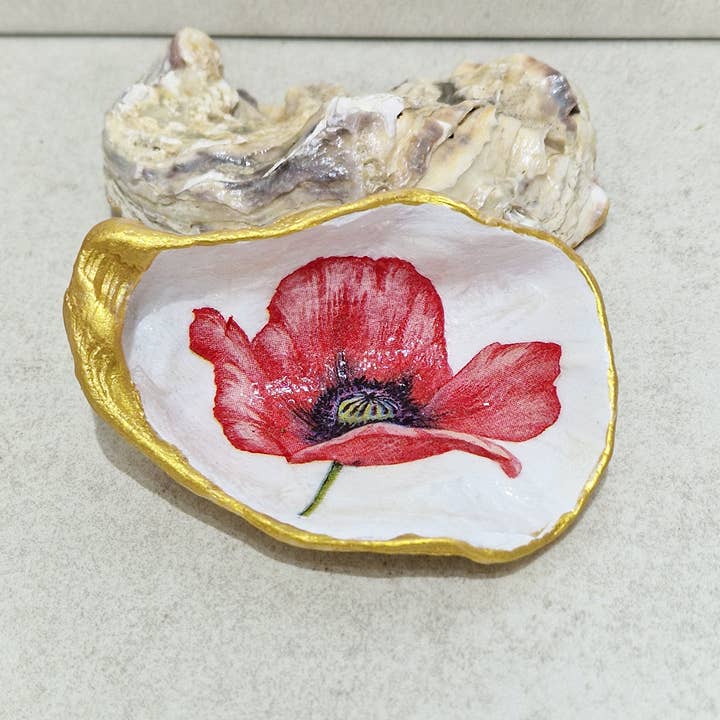 Poppies Poppy Flower Kleine Austernschalen-Schmuckschale für den Großhandel von Bee my Oyster