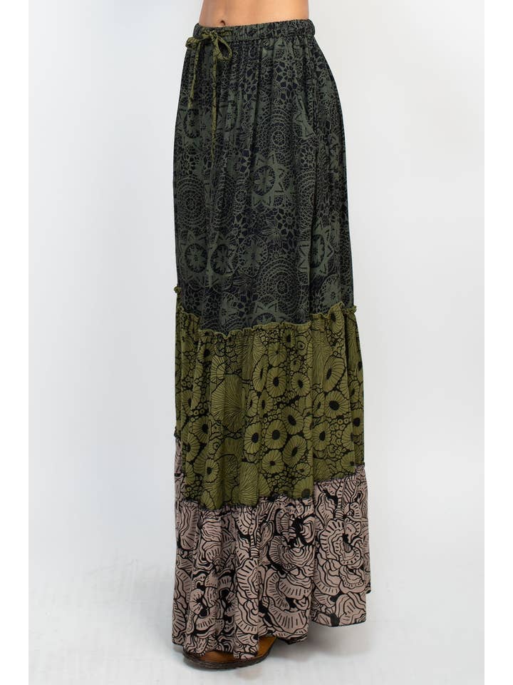 Lakhays Collection Inc. - Wholesale Skirt - Women's - Tiered Lace Print Maxi Skirt10